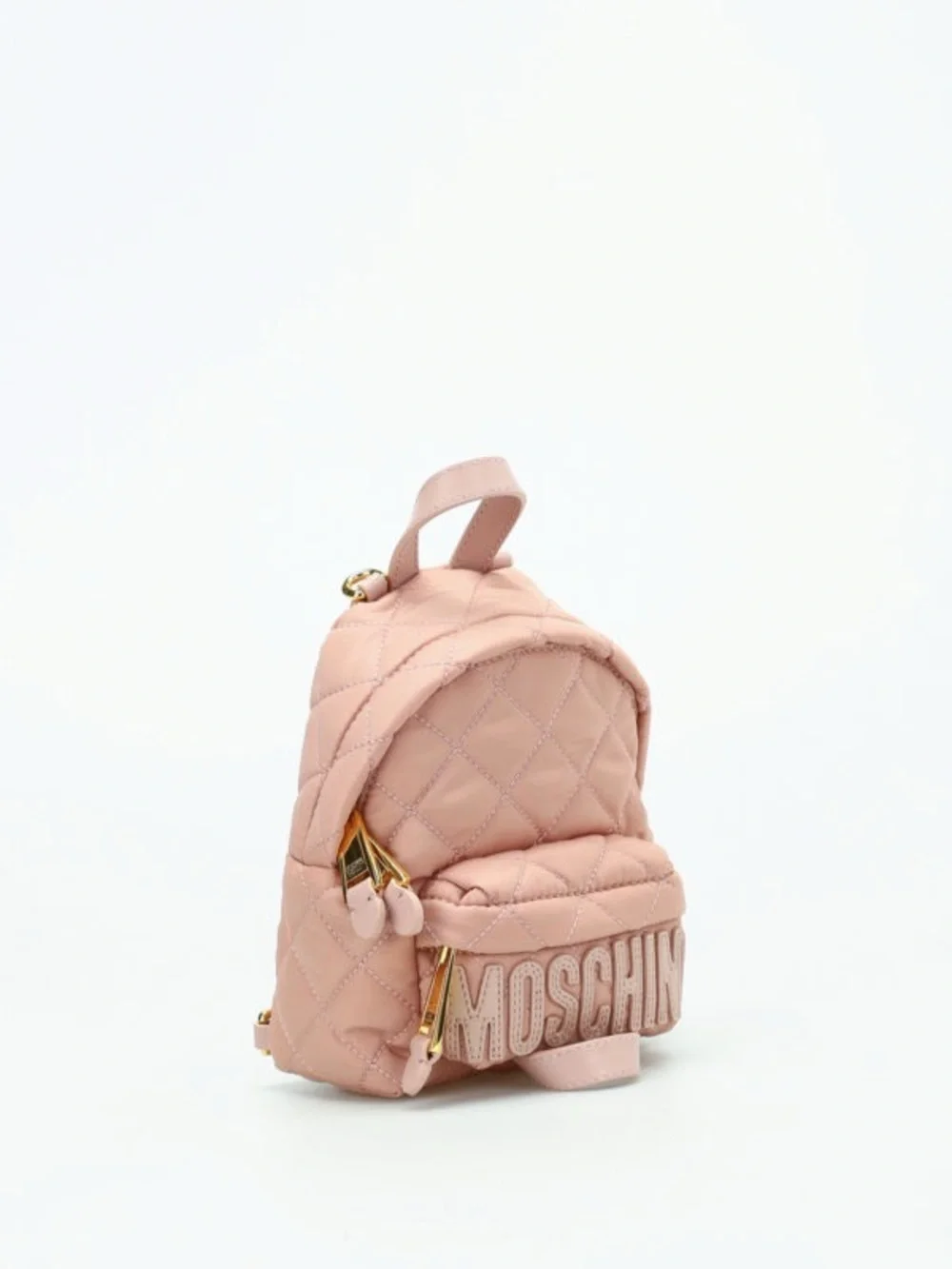 Moschino Blush Quilted Mini Backpack with Embossed Logo